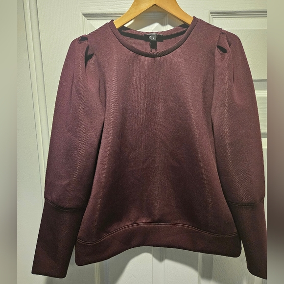 NWT Neoprene Puff Sleeve Sweater by Stella & Dot. Medium. Purple - Picture 2 of 4